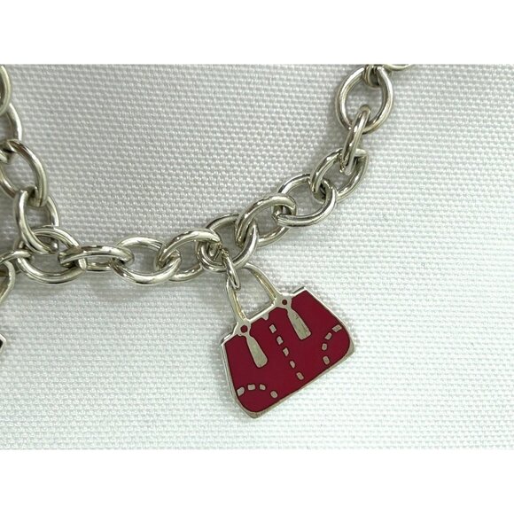 Coach Charm Bracelet Purses Sterling Silver .925 Vtg Multicolored Enamel 7.5” - Picture 17 of 17